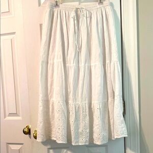 Cottagecore  White Eyelet Maxi Skirt